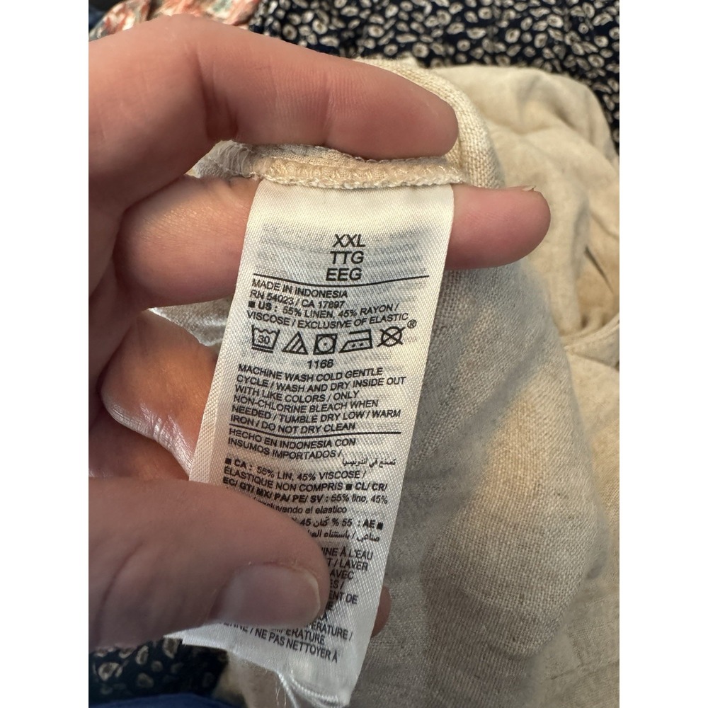 Old Navy Jumpsuit 2X Beige Fit & Flare Linen Blend Smocked Back pockets capsule - Picture 7 of 12